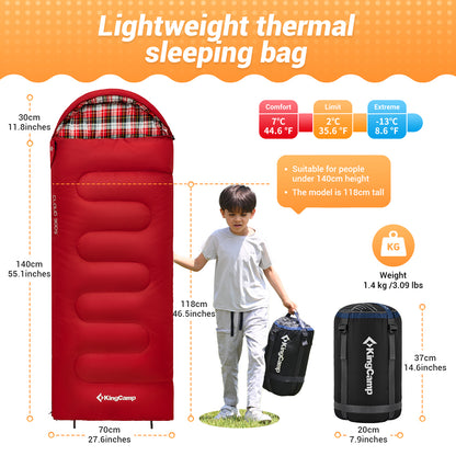 KingCamp CLOUDY 300S Kids Sleeping Bag-Envelope With Hood