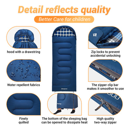 KingCamp CLOUDY 300S Kids Sleeping Bag-Envelope With Hood