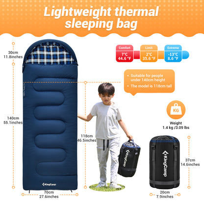 KingCamp CLOUDY 300S Kids Sleeping Bag-Envelope With Hood