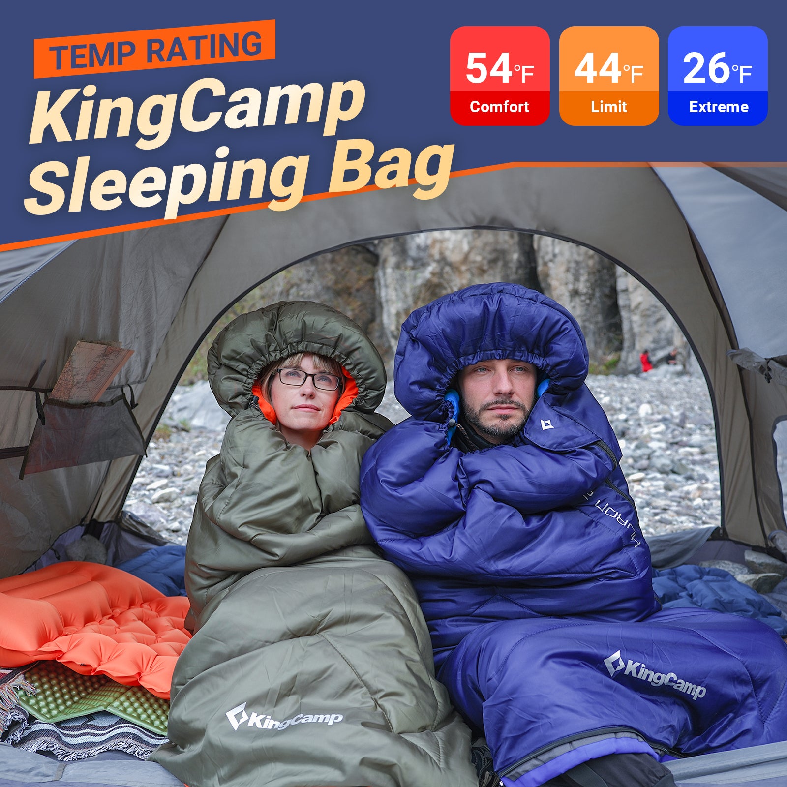 KingCamp HURON 250 Hooded Rectangular Sleeping Bag