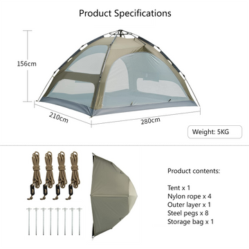 camping tent dimensions KingCamp Quick-Open 5 Person Pop-up Camping Tent