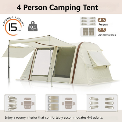 4 man inflatable tent KingCamp 4-6 Person NUOVA AIR Inflatable Camping Tent – KingCamp Outdoors