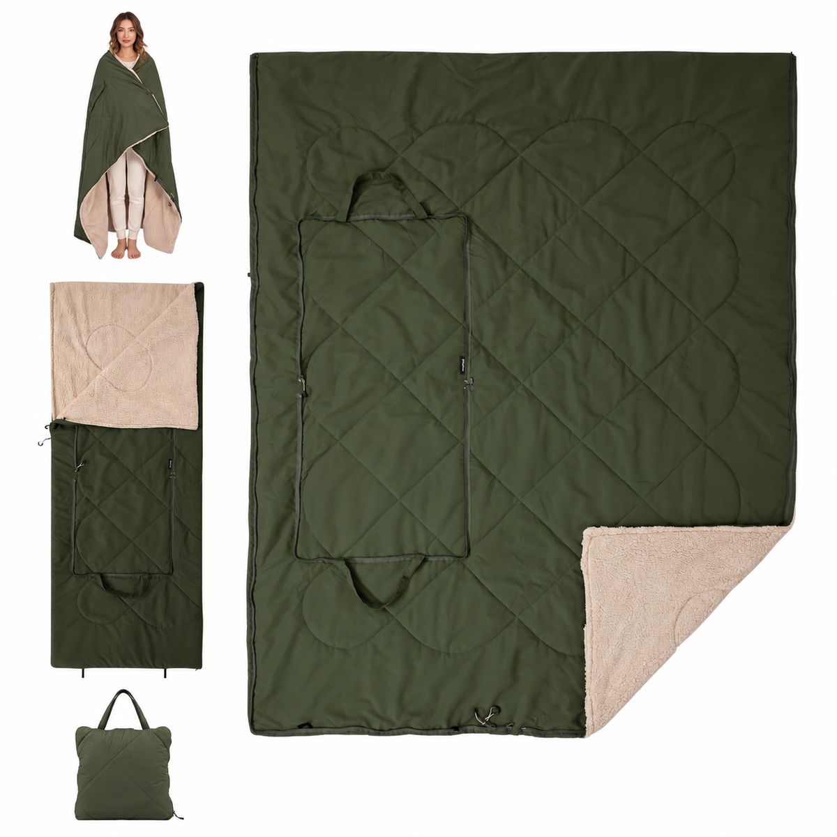 KingCamp Versatile 4-in-1 Lambswool Blanket