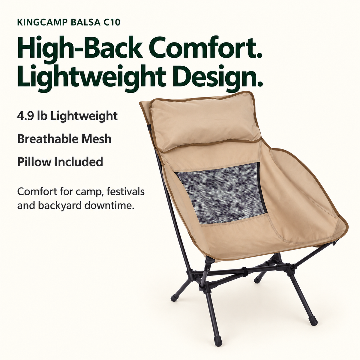 KingCamp BALSA C10 Lightweight High-Back Aluminum Chair