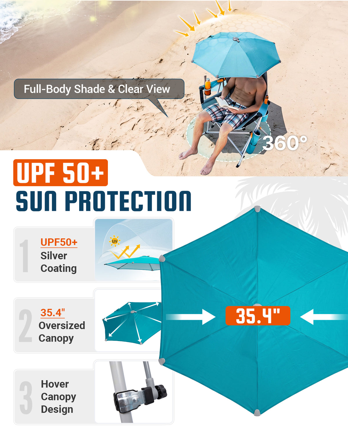 KingCamp Orchid C20 Hammock Chair with Footrest & HoverShade Clip-On Umbrella Bundle