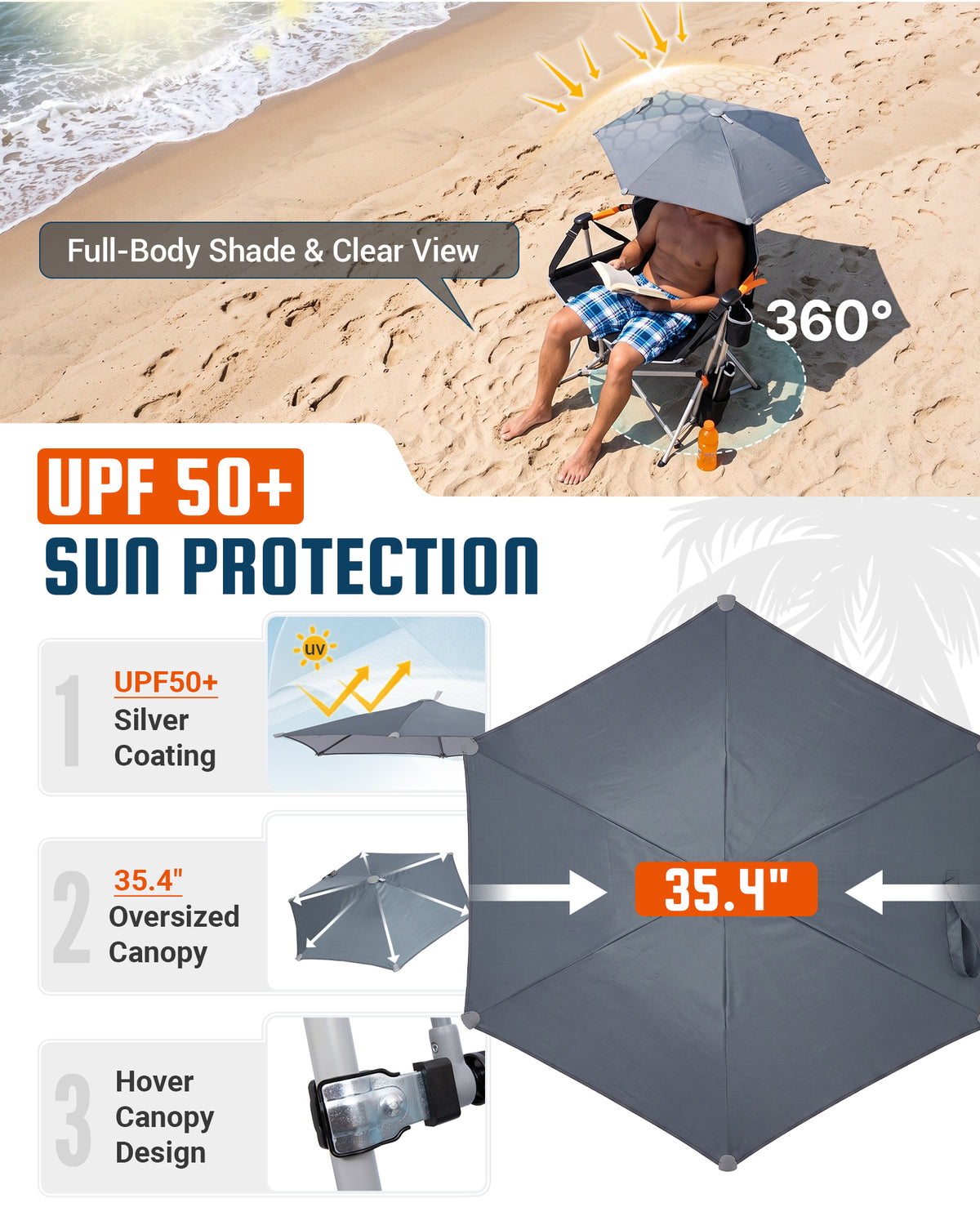KingCamp Orchid C20 Hammock Chair with Footrest & HoverShade Clip-On Umbrella Bundle