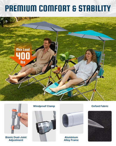 KingCamp Orchid C20 Hammock Chair with Footrest & HoverShade Clip-On Umbrella Bundle