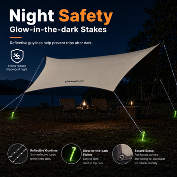 KingCamp Hexa Tarp | 100% Blackout Waterproof Heavy-duty Camping