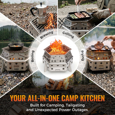 KingCamp Hexagonal Telescopic Wood-Burning Stove