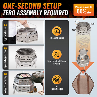 KingCamp Hexagonal Telescopic Wood-Burning Stove