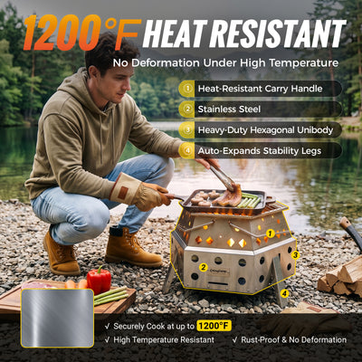 KingCamp Hexagonal Telescopic Wood-Burning Stove