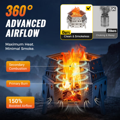 KingCamp Hexagonal Telescopic Wood-Burning Stove