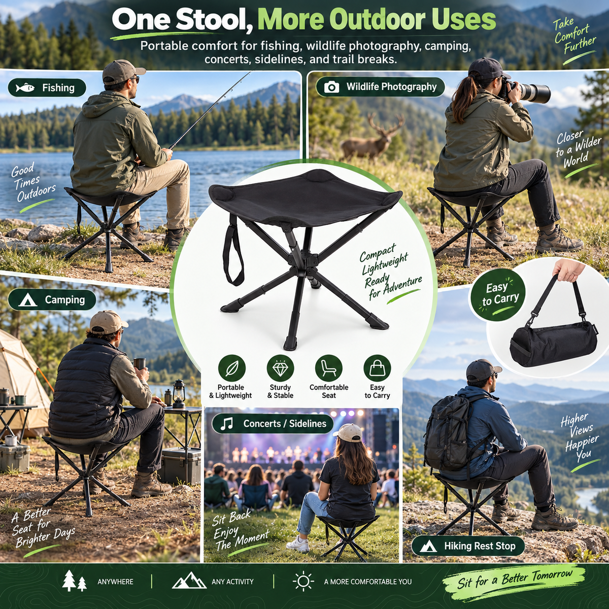 KingCamp Lightweight Swivel Camping Stool