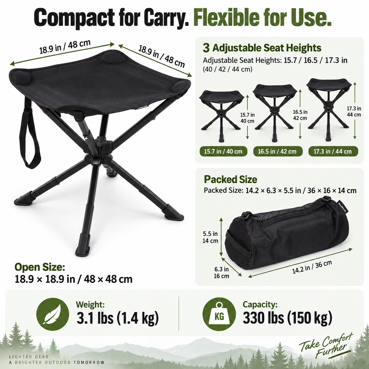 KingCamp Lightweight Swivel Camping Stool