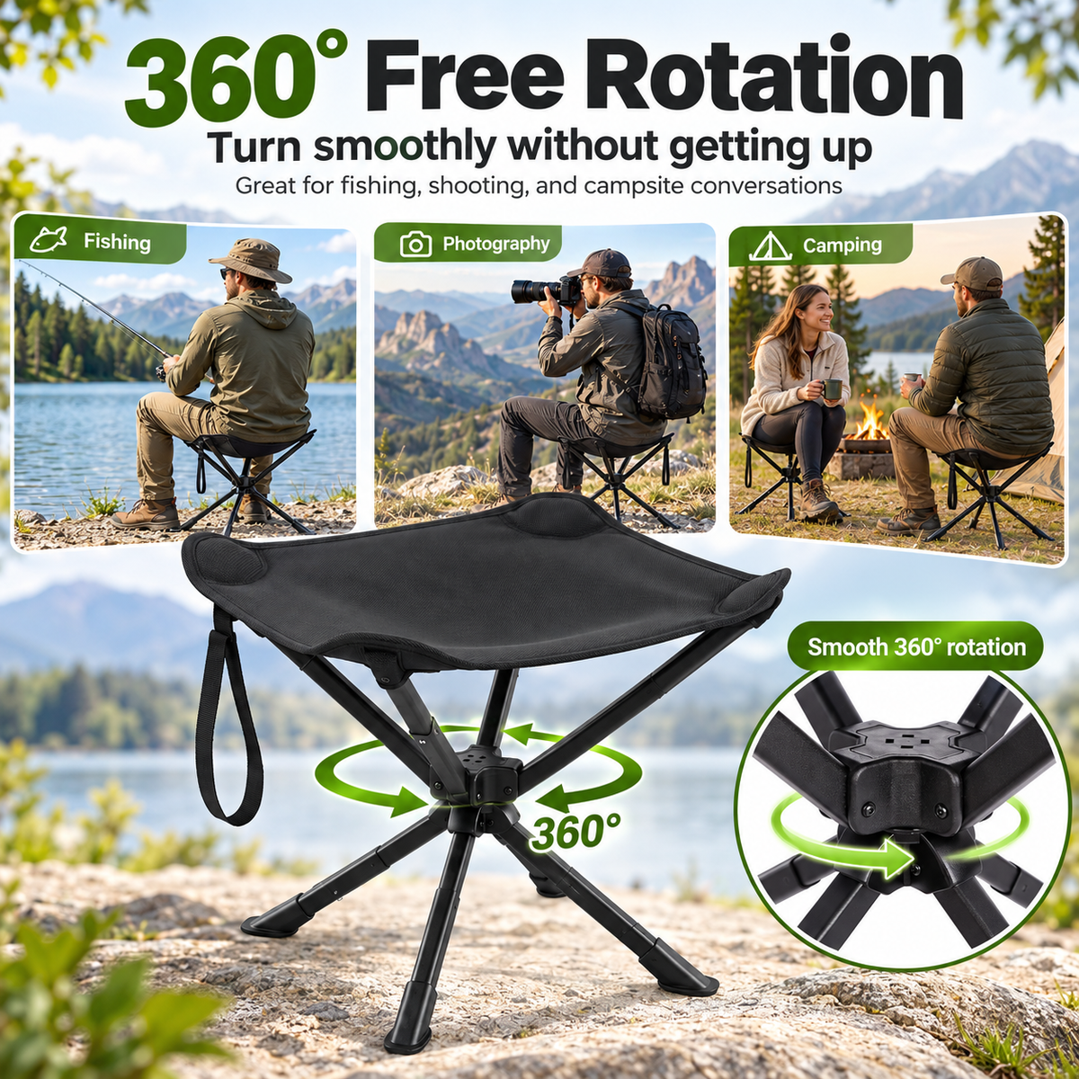 KingCamp Lightweight Swivel Camping Stool