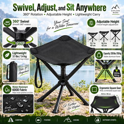 KingCamp Lightweight Swivel Camping Stool
