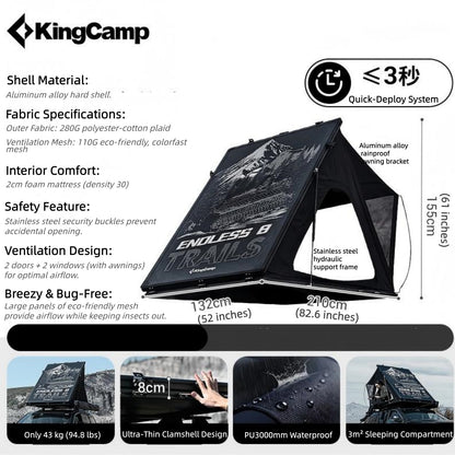 KingCamp ENDLESS 8 Aluminum Hardshell Rooftop Tent
