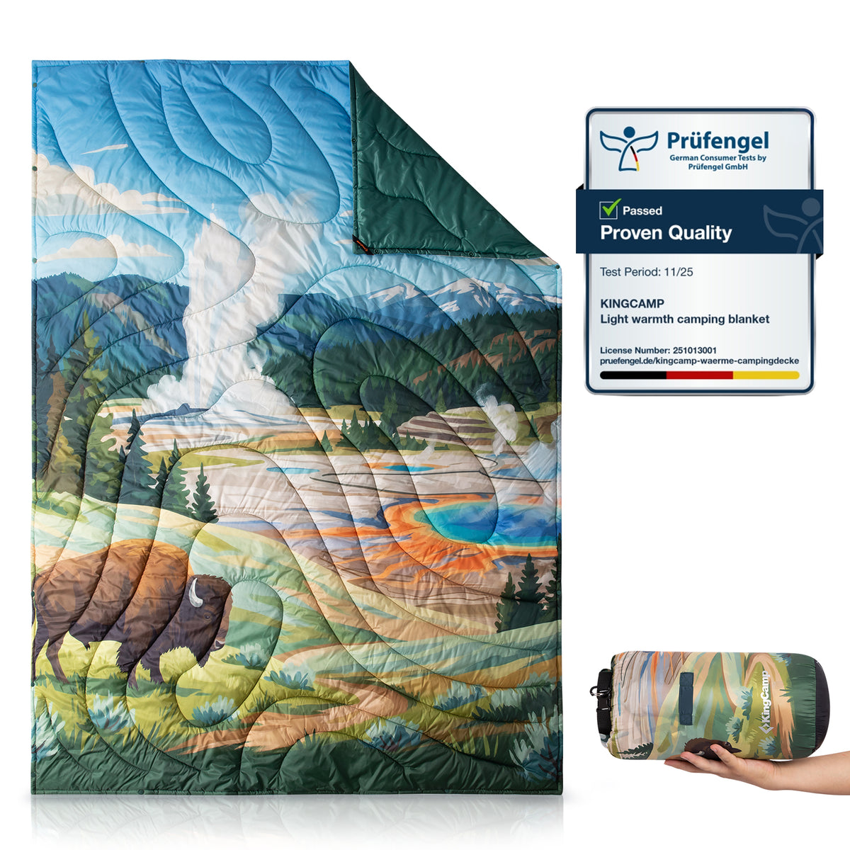 KingCamp SMART 150 XL Lightweight Camping Blanket – Prism / Canoe / Savan