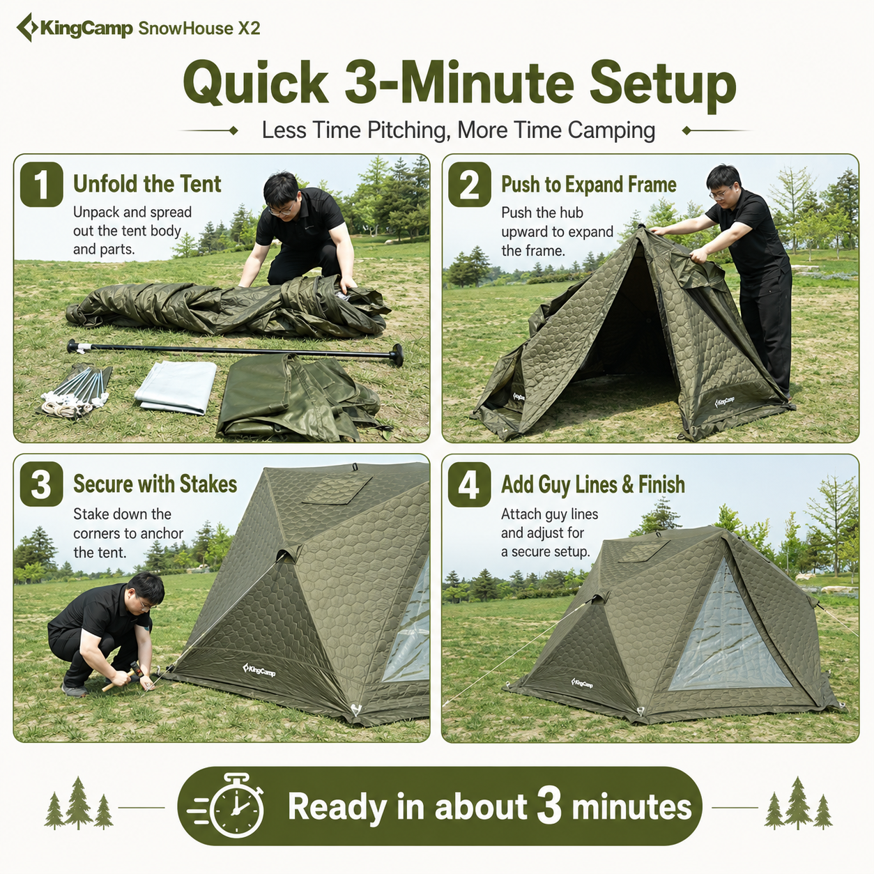 KingCamp Snowhouse X2 Insulated Instant Tent with Stove Jack