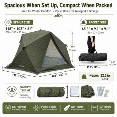 KingCamp Snowhouse X2 Insulated Instant Tent with Stove Jack