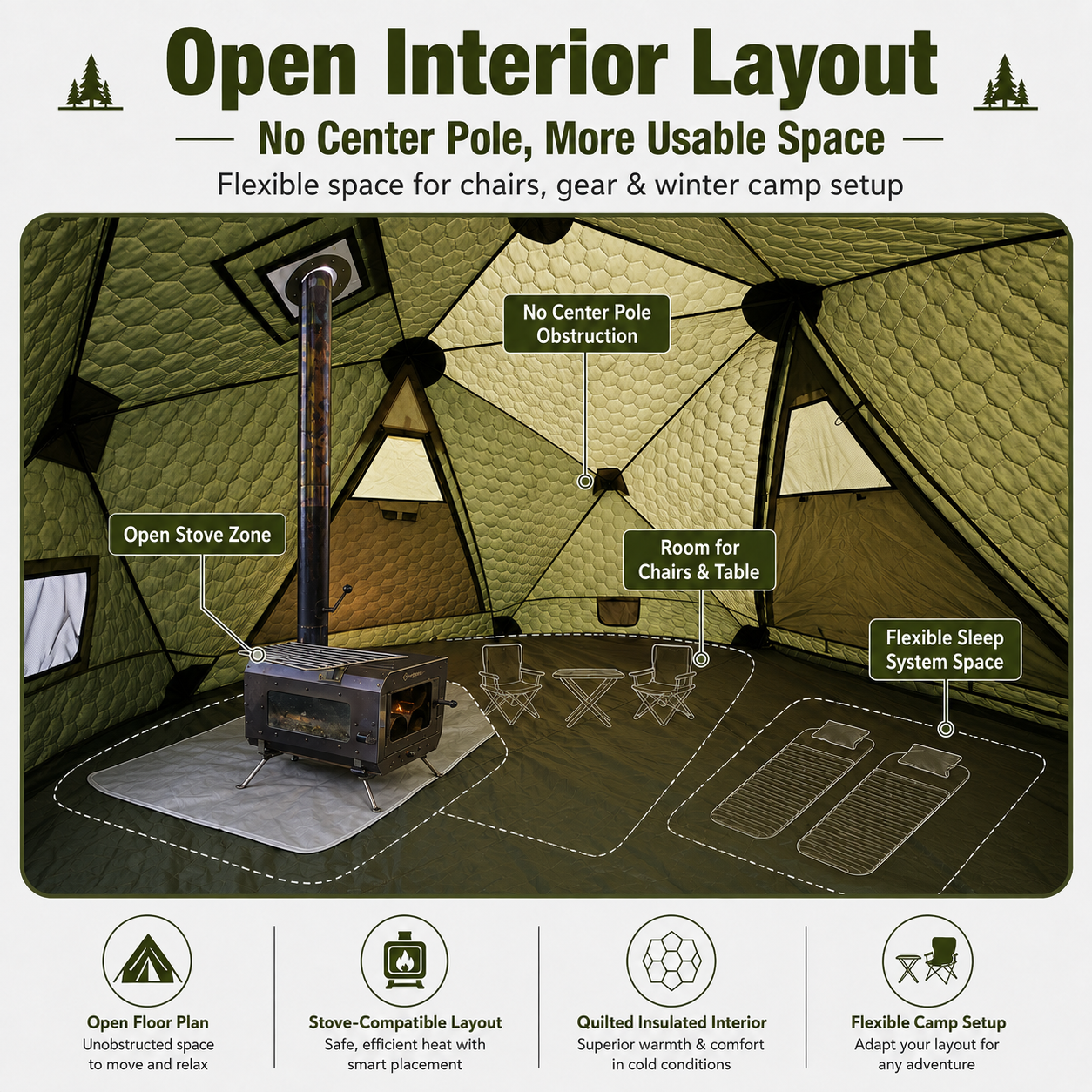 KingCamp Snowhouse X2 Insulated Instant Tent with Stove Jack