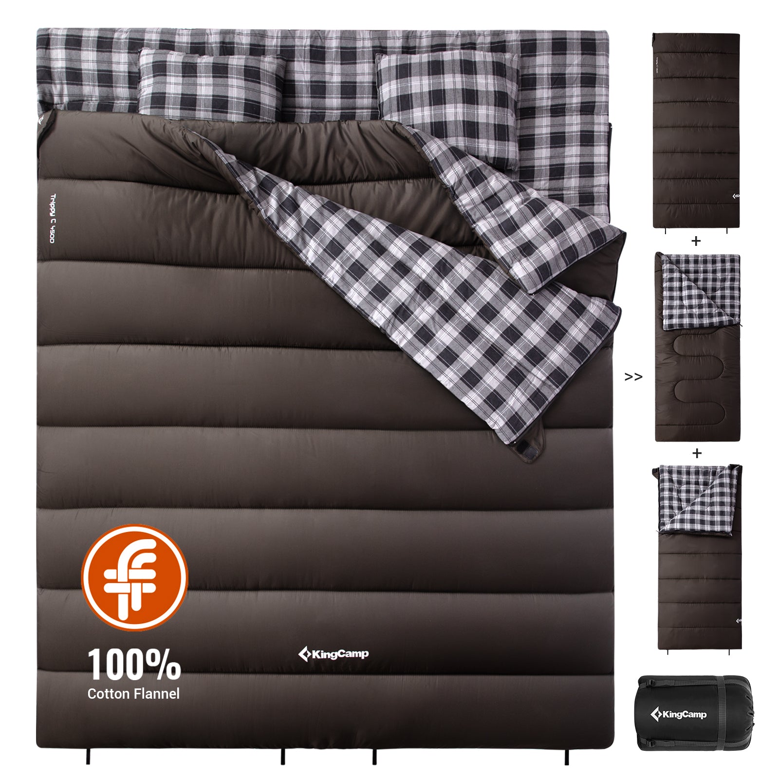 KingCamp Trippy 4-Season Cotton Flannel Double Sleeping bag
