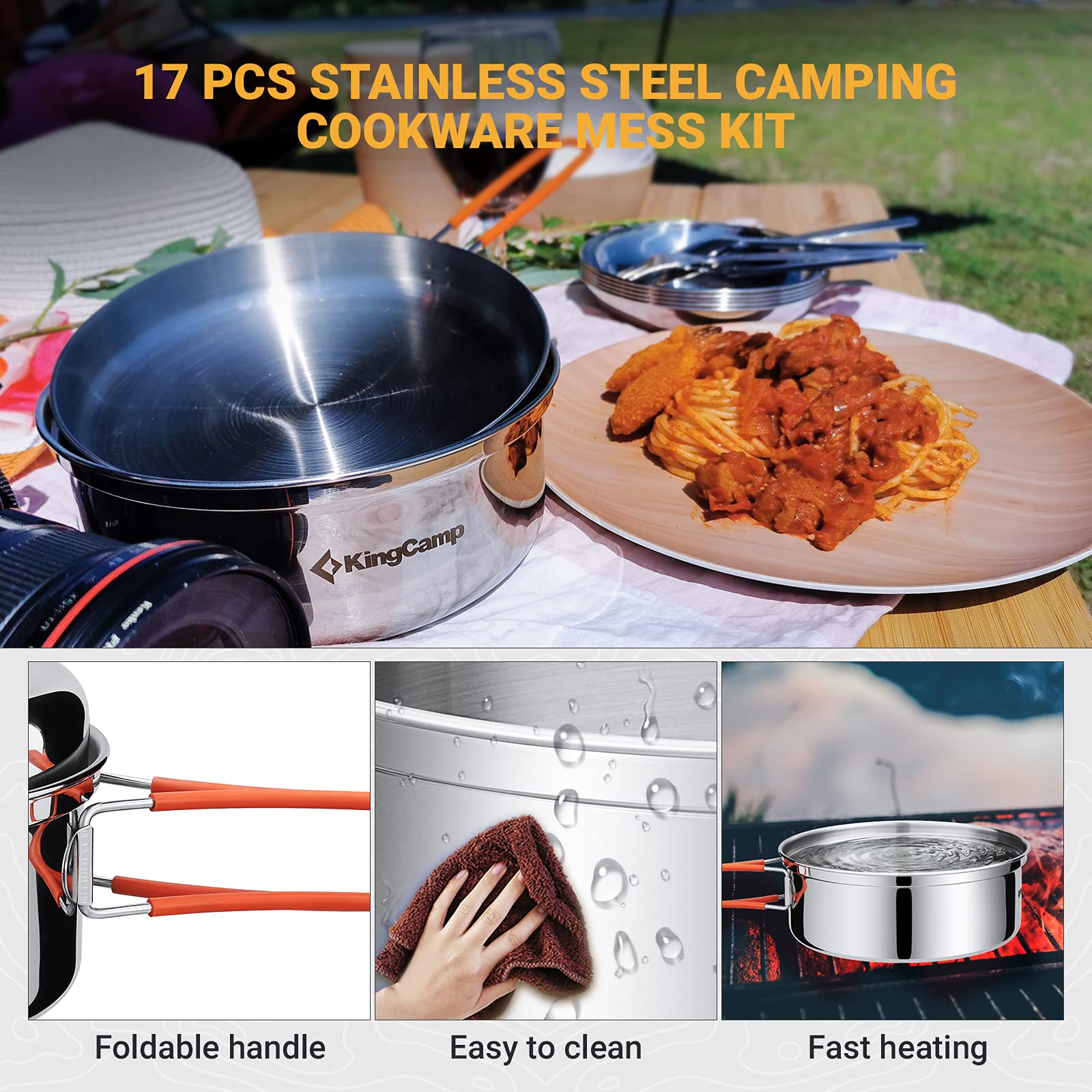 KingCamp Upgraded 2-3 Person Cookware Mess Kit