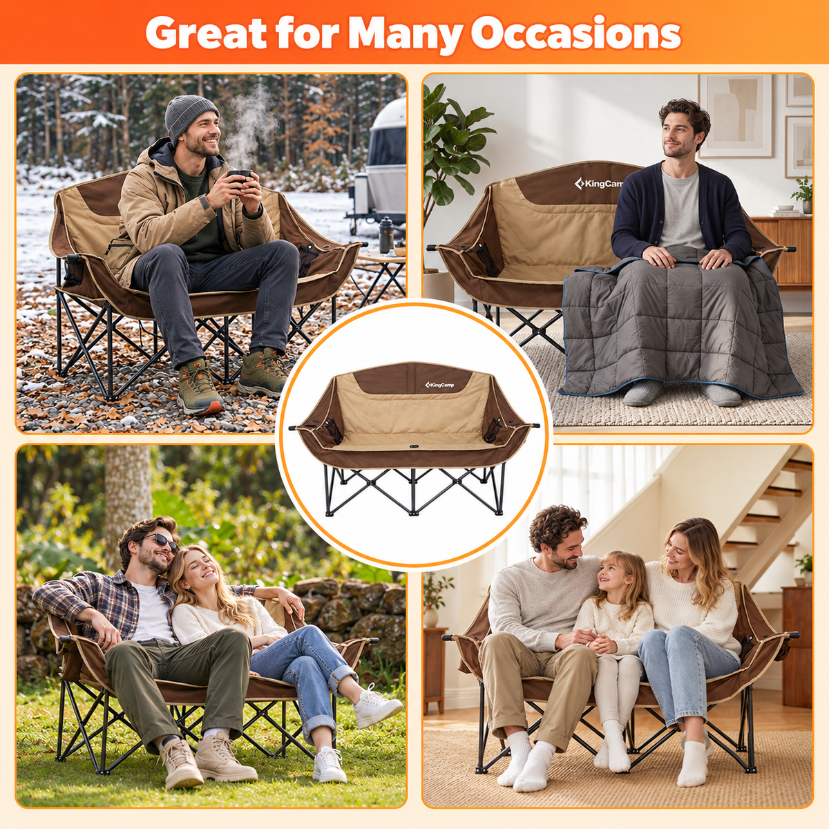KingCamp CANNA C20 Heated Loveseat Double Seat Chair