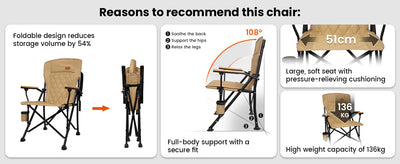 KingCamp GUAVA Padded High Back Folding Chair