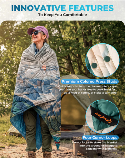 KingCamp SMART 150 XL Lightweight Camping Blanket – Prism / Canoe / Savan