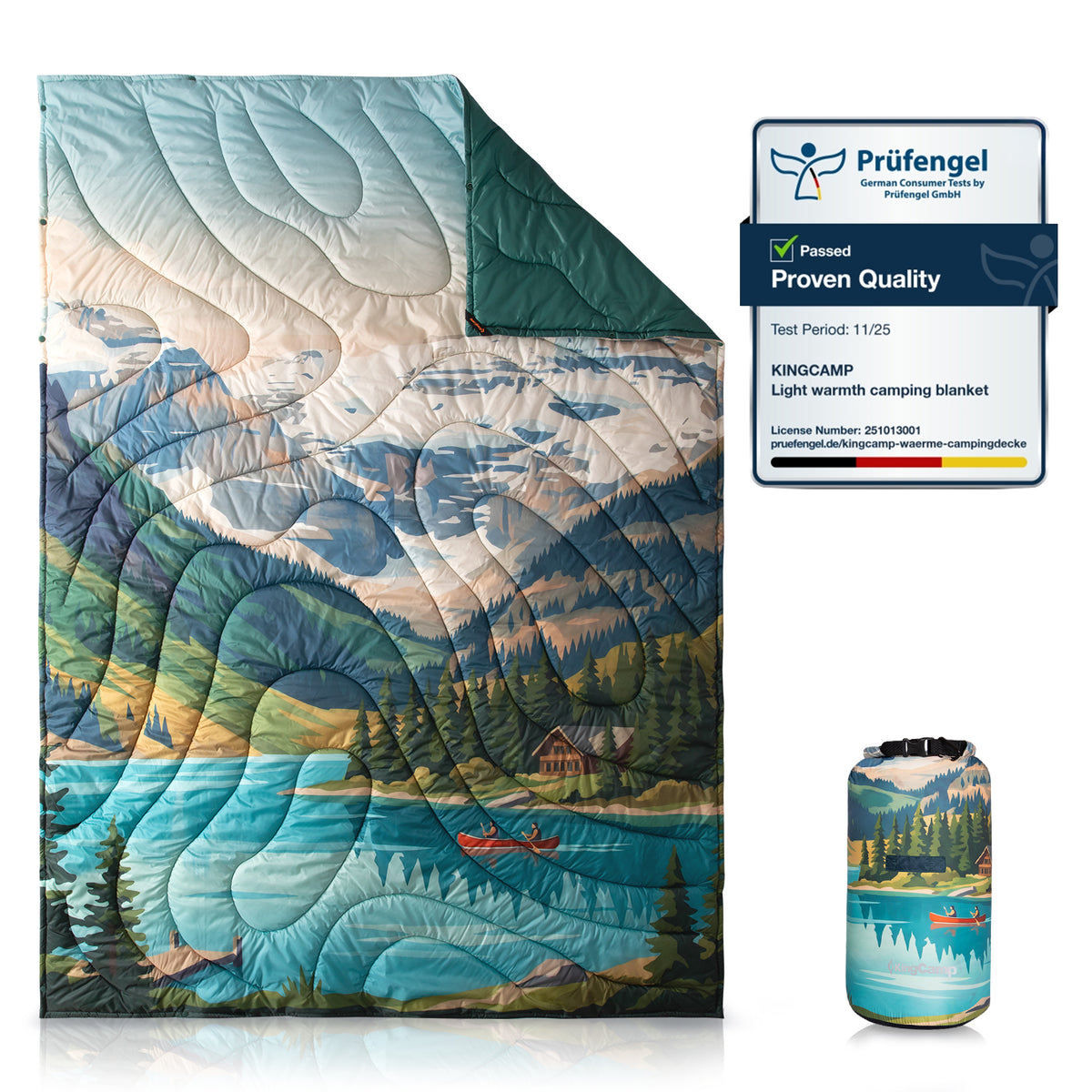KingCamp SMART 150 XL Lightweight Camping Blanket – Prism / Canoe / Savan