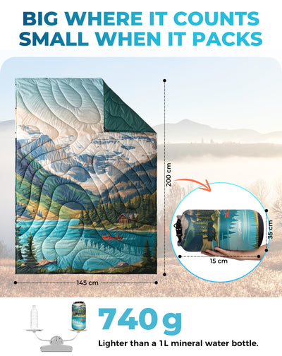 KingCamp SMART 150 XL Lightweight Camping Blanket – Prism / Canoe / Savan