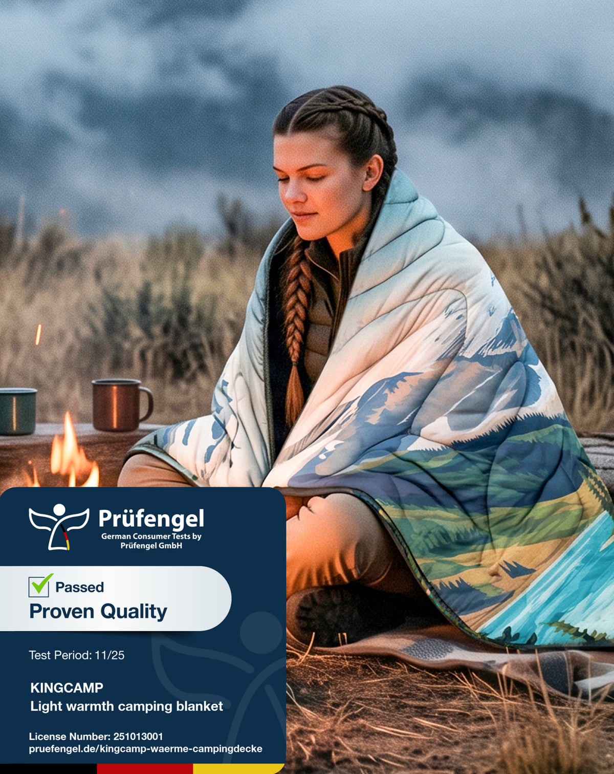 KingCamp SMART 150 XL Lightweight Camping Blanket – Prism / Canoe / Savan