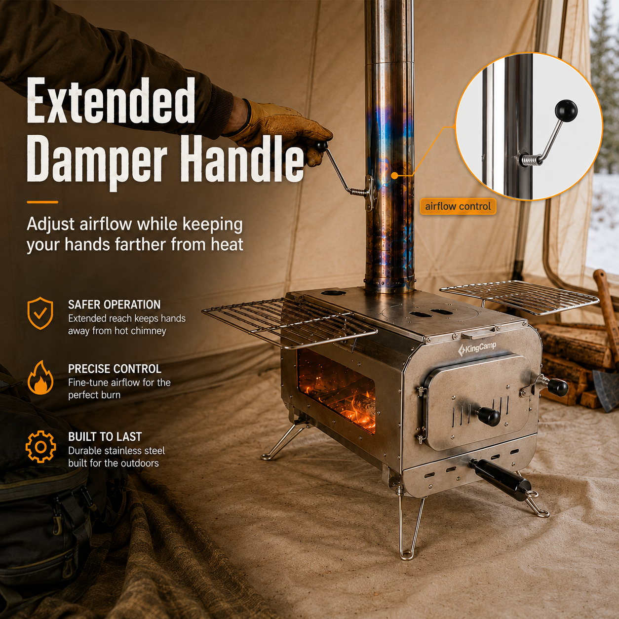 KingCamp Surefire Camping Wood Tent Stove (Size L)