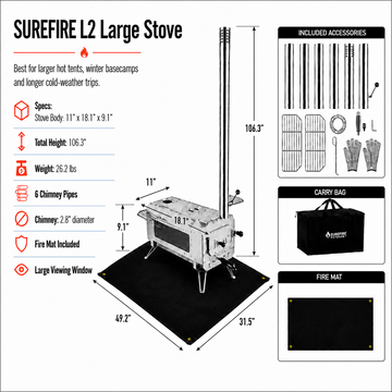 KingCamp Surefire Wood Tent Stove Large | Stainless Steel Glamping