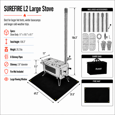KingCamp Surefire Camping Wood Tent Stove (Size L)