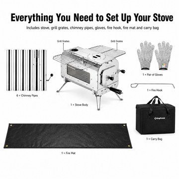 KingCamp Surefire Wood Tent Stove Large | Stainless Steel Glamping KingCamp Surefire Wood Tent Stove Large | Stainless Steel Glamping