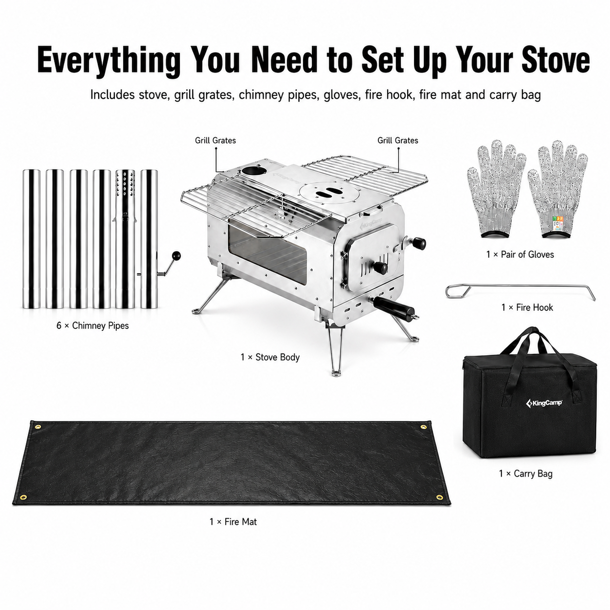 KingCamp Surefire Camping Wood Tent Stove (Size L)