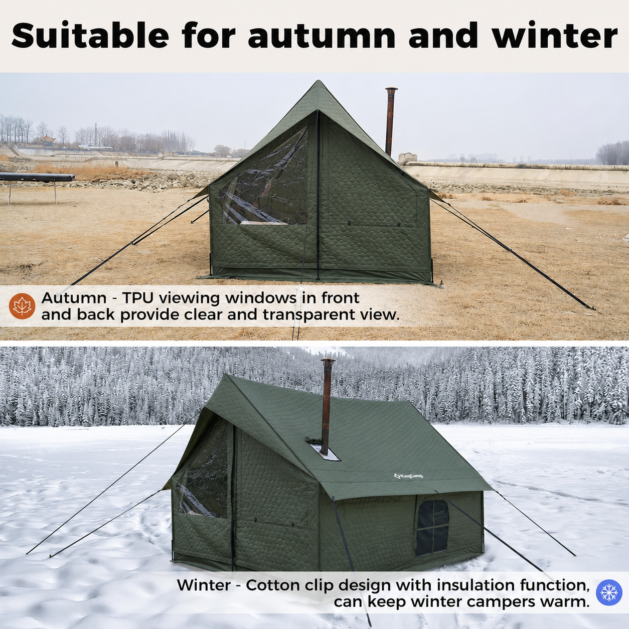KingCamp Snowhouse 5 Insulated Quilted Cabin Tent with Stove Jack
