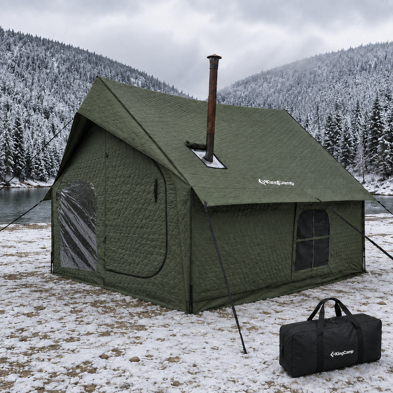 KingCamp Snowhouse 5 Insulated Quilted Cabin Tent with Stove Jack