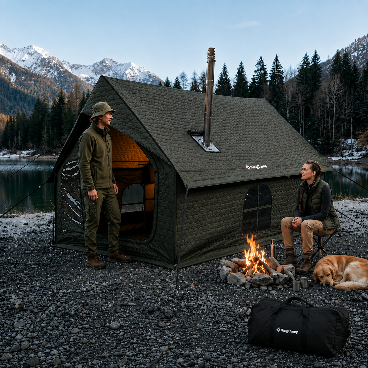 KingCamp Snowhouse 5 Insulated Quilted Cabin Tent with Stove Jack