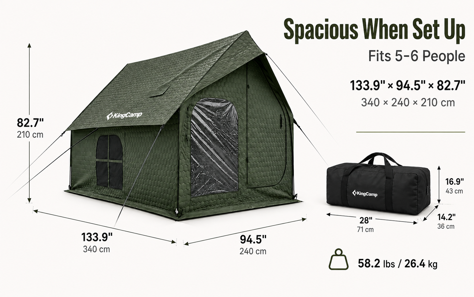 KingCamp Snowhouse 5 Insulated Quilted Cabin Tent with Stove Jack