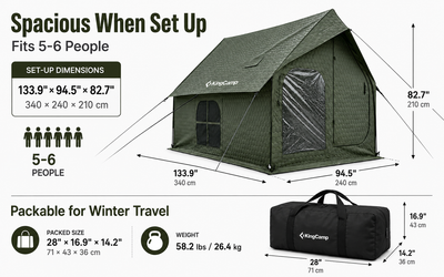 KingCamp Snowhouse 5 Insulated Quilted Cabin Tent with Stove Jack