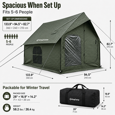KingCamp Snowhouse 5 Insulated Quilted Cabin Tent with Stove Jack
