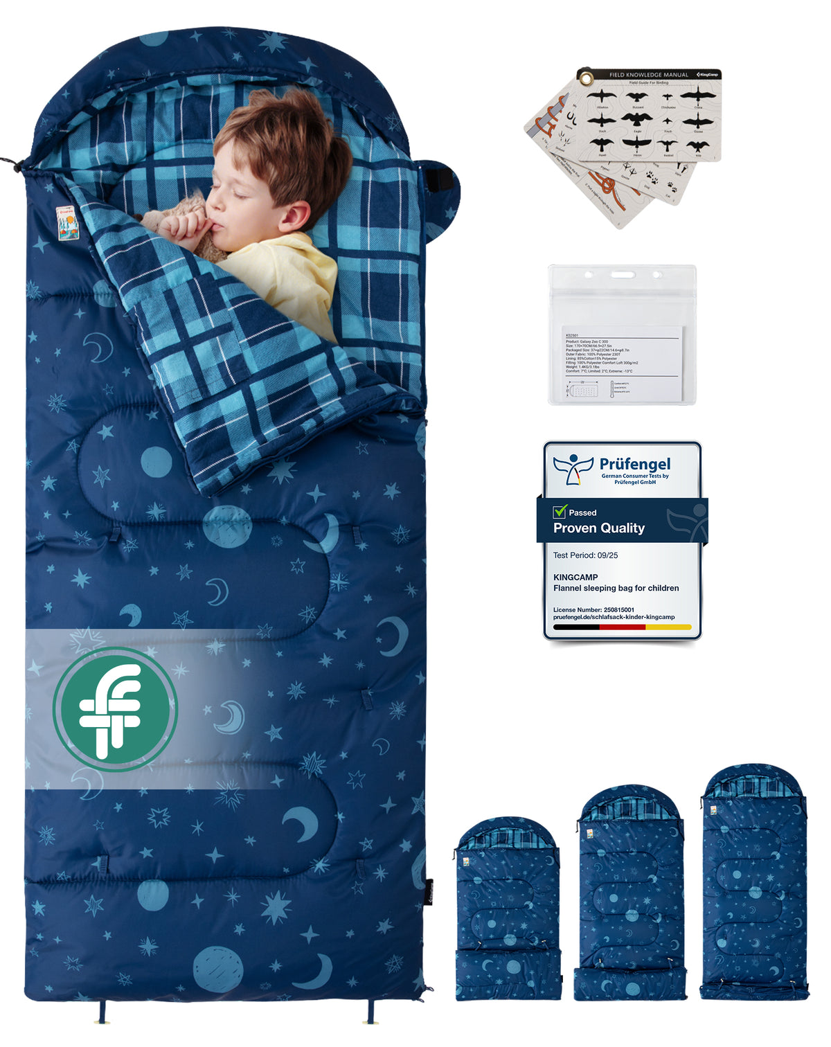 KingCamp Galaxy Zoo C 300 Kids Sleeping Bag – Adjustable Length