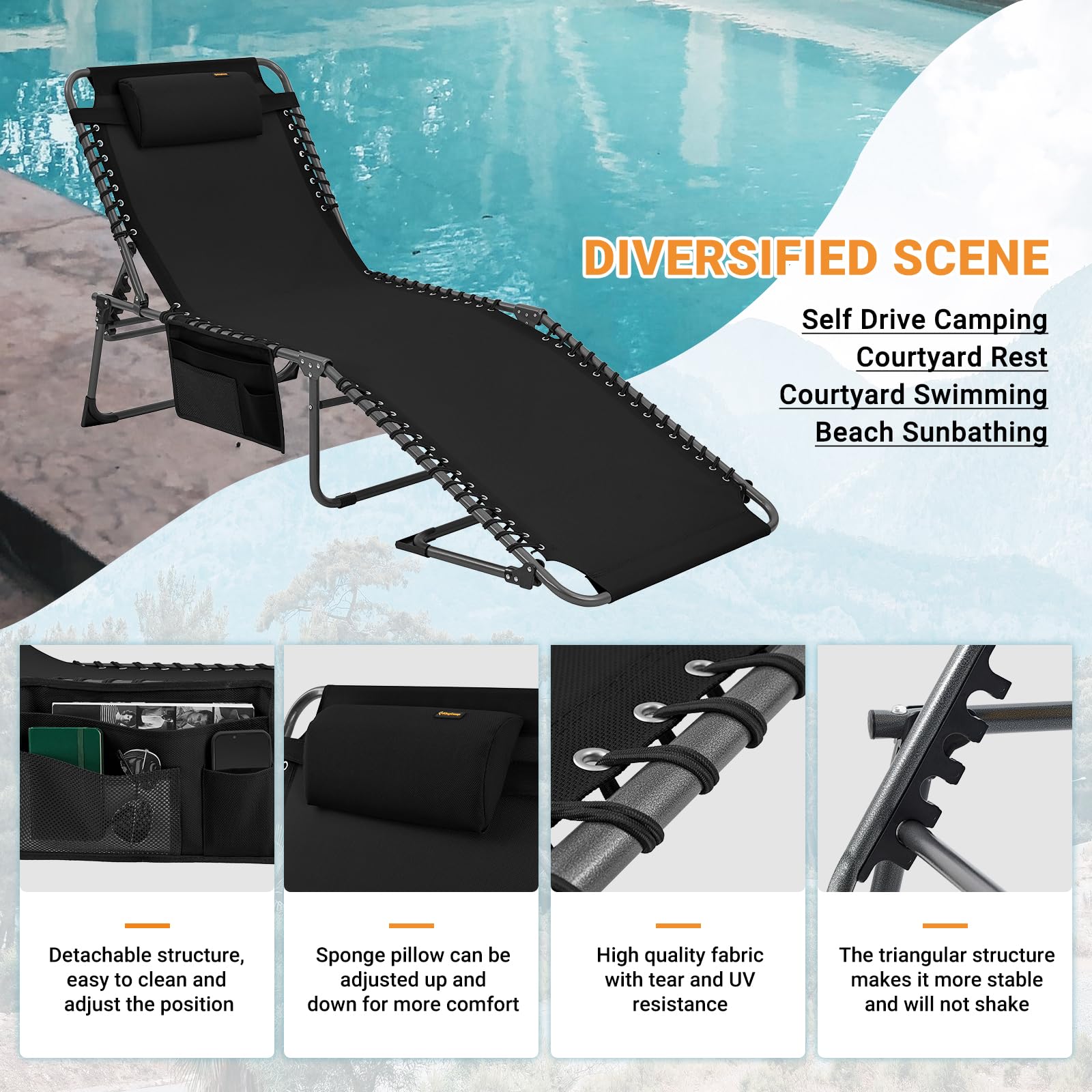 KingCamp_lounger_chaise_black