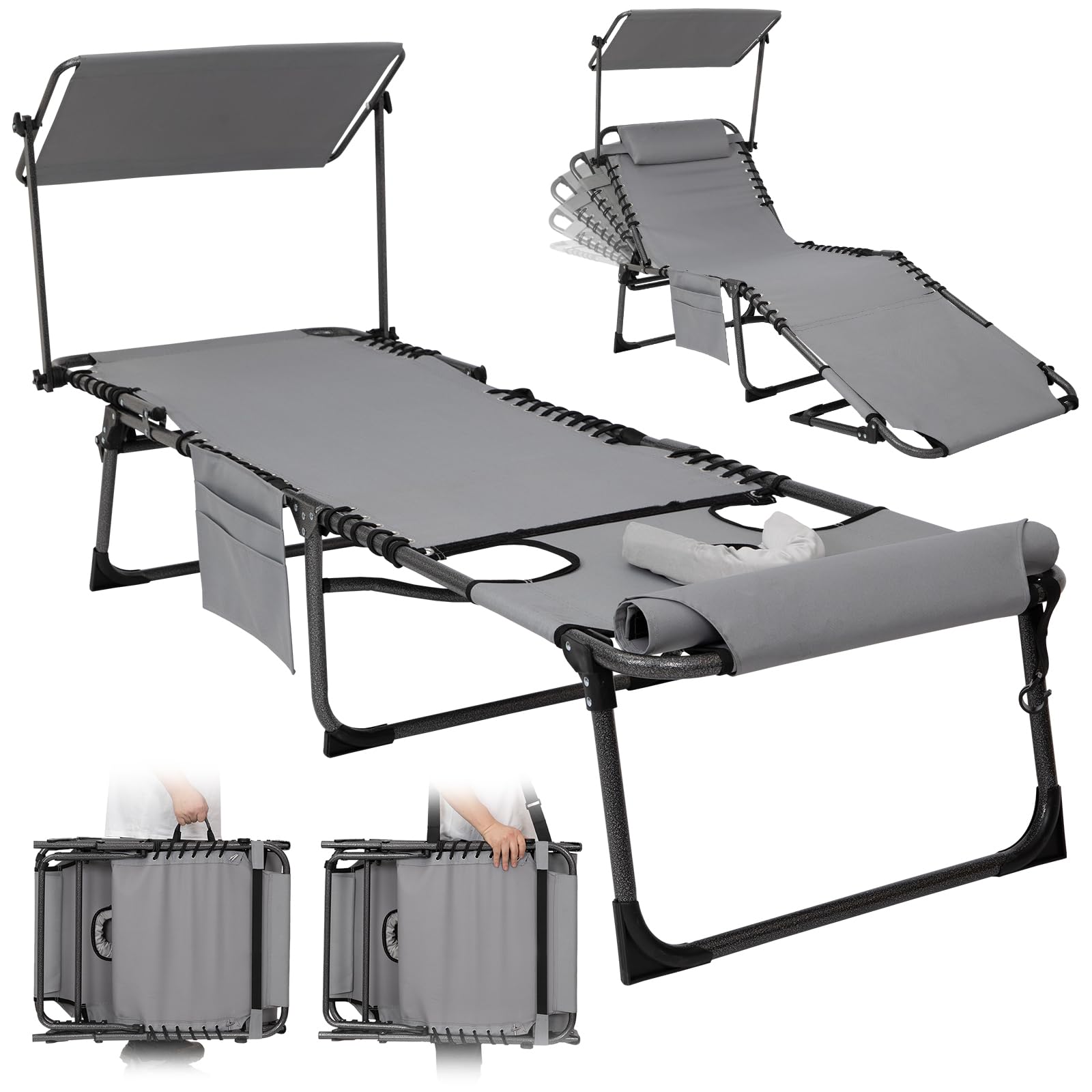 KingCamp MAGNOLIA B10 PLUS Backpack Chaise Lounge with Adjustable Canopy and Face Hole