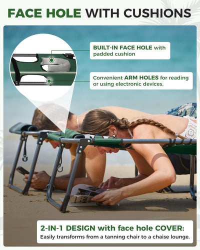 KingCamp MAGNOLIA B10 PLUS Backpack Chaise Lounge with Adjustable Canopy and Face Hole