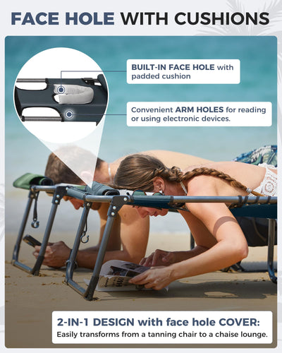 KingCamp MAGNOLIA B10 PLUS Backpack Chaise Lounge with Adjustable Canopy and Face Hole