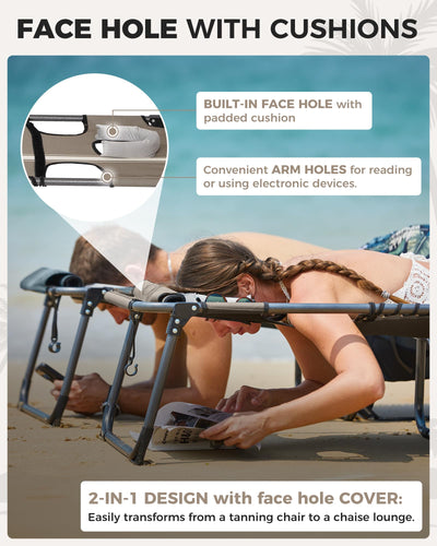 KingCamp MAGNOLIA B10 PLUS Backpack Chaise Lounge with Adjustable Canopy and Face Hole